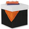 Relaxdays Pouf Contenitore, Sgabello Pieghevole in bambù, Poggiapiedi Imbottito, HxLxP: 35 x 35 x 35 cm, Nero Bianco