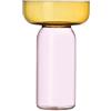 Ichendorf Milano Vaso Cilindrico, Collezione Aura, Ambra e Rosa, H31 cm, Vetro Borosilicato, Fatto a Mano