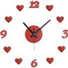 Relaxdays Orologio da Parete, Ø 50-100 cm, Design con Cifre e Cuoricini, Lancette, Camera da Letto e Cameretta, Rosso