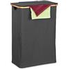 Relaxdays Cesto Portabiancheria con Coperchio, 105 L, Contenitore Pani in bambù e Poliestere, Pieghevole, Nero Marrone