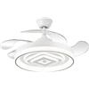 DRW Lampada Ventilatore da soffitto Bianco di Design con Pale retrattili 3 Colori di luci e Telecomando Ø107x34-49 cm Lampada:ø50 cm