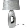 DONREGALOWEB Lampada da Tavolo e in Ceramica con Apertura al Centro Decorata in Colore Argento