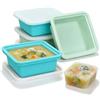 VINATO Set di 4 Contenitori Freezer in Silicone con Coperchio (2 Blu + 2 Verdi),Souper Cubes,Contenitori Silicone per Freezer,Vassoio per Congelatore in Silicone 500ml per Zuppe e Salse