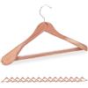 Relaxdays Grucce Appendiabiti, Set da 16 Appendini con Protezione Antitarme, Barra Appendi Pantaloni, Legno, Naturale, Ferro