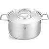 Fissler Pure Collection - Pentola in acciaio inox (diametro 24 cm, 5,7 L) con coperchio in metallo, scala graduata interna, compatibile induzione