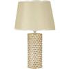Dmora - Lampada da tavolo Bono, Luce da scrivania, Luminaria da ufficio, Lampada da lavoro, Bianco e Oro, 30 x 30 h48 cm