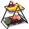 Relaxdays Alzatina Portafrutta, Cesto per Frutta e Verdura da Tavolo, 2 Cestini, Etagere Centrotavola per Cucina, Nero