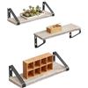 Relaxdays Mensole da Parete Set 3 in Legno/Metallo, 30/35/40 cm, Greige