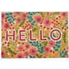 Relaxdays Zerbino Ingresso Casa, 60x40 cm, Tappetino "HELLO" con Fiori, Antiscivolo, Interni & Esterni, Multicolore