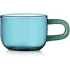 Ichendorf Milano Tazza Caffè, Collezione Botanica, Petrolio, 15 cl, Vetro Borosilicato, Fatto a Mano