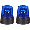 Relaxdays Lampada Polizia Party, Set 2 LED Lampeggianti, Riflettore Girevole, Gioco a Batteria, Luce Stroboscopica, Blu