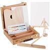 Relaxdays Valigetta Pittore, 22 pz,Set Disegno in Legno, Manichino, Tavolozza, Pennelli, Tela, Cavalletto, Colori,Legno