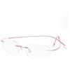 MMOWW Occhiali da lettura senza cornice occhiali da lettura ultraleggeri unisex occhiali da computer in titanio con lente in resina (Rosa,+2.5)