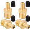 Gosknor 4 Pz Adattatore Gonfiatore Aria in Ottone, Standard 1/4 NPT (M) a Valvola Standard per Schrader (M) Adattatore Gonfiatore Pneumatici con 4 Tappi per Compressore Tubo Aria
