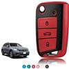 TOOMUME Cover Chiave TPU Texture in Pelle, Custodia Chiave Copri Chiave Adatto per VW Volkswagen Golf 7 Tiguan T-Roc T-Cross Polo Seat Ateca Ibiza Leon Skoda Octavia Fabia Kamiq