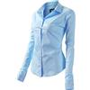 FLY HAWK Camicia Basic da Donna in Cotone Manica Lunga - Camicetta Casual Blusa Chiusura Bottoni Slim Formale Elegante - Camicia Shirt con Colletto Dritto, Ideale per Ufficio/Lavoro/Colloquio (EU50, Bianco)