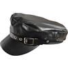 VASANA Cappello da autista in pelle PU nero con fibbia per cintura per donne uomini classico capitano marinaio cappello newsboy cappelli costumi berretto berretto