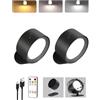 EZVALO Applique Da Parete Interno Wireless Con Telecomando, Funzionamento Touch e Rotazione 360°, Lampada LED Dimmerabile per Interni - Adatta per Camera Da Letto, Studio (Nero, 1 Pezzo)