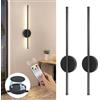 TaoFiaCo 60CM Applique da Parete a LED per Interni Ricaricabile Nero - Lampada da Parete con Telecomando 3 Temperature di Colore - Applique a LED Senza Fili con Batteria per Soggiorno 2 Pezzi