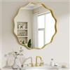 BEAUTYPEAK - Specchio rotondo da 50 cm, specchio da parete con bordo ondulato, cornice in alluminio, specchio rotondo da appendere e appoggiare, specchio rotondo per camera da letto, bagno, ingresso