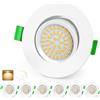KYOTECH Faretti LED da Incasso per Cartongesso Dimmerabile 68-80mm Ultrasottili 5W IP44 Faretto Incasso Cartongesso Bianco Calda 2700K Faretti da Incasso Orientabile di 45° per Bagno, Set di 6 Bianco