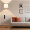 SIBRILLE Lampada da Terra Salotto, 9W con Telecomando& Interruttore a Pedale, 3000K-6000K Lampada da Lettura con E27 Lampadina, Lampade da Terra per Camera da Letto e Ufficio, Paralume Plissettato