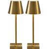 VISDANFO 2 Pezzi Lampada da Tavolo LED Senza Fili, Ricaricabile 5000mAh, Dimmerabile, 2700-6000K, Lampada da Comodino Batteria per Camera da letto, Sala da pranzo, Esterno, Impermeabile(Oro)
