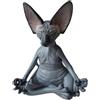 SZJFYMQ Gatto meditare, Statuetta da Collezione, Meditazione Statua di Gatto Sphynx da Collezione Zen Yoga Posa Statua Buddha per l'arredamento dell'ufficio Domestico, Grigio scuro