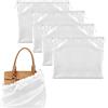 Zbssny 4 sacchetti bianchi per borse, 40 x 50 cm, panno di seta bianco con coulisse, sacchetti in raso per riporre borse