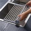 Cover Key Scolapiatti da Appoggio, 37 x 23 CM Pieghevole Rimovibile in Acciaio Inossidabile Sopra Lavello Cucina, Organizer Tappetino per Tazze, Frutta, Verdura