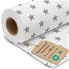 Amazinggirl Tessuto al metro cotone 1M x 160 cm - Tessuti e stoffe per cucito creativo decorazione e fai da te Stoffa ideali per abbigliamento arredamento Oeko-Tex Stelle grigie su bianco