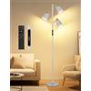 OUTON Lampada da Terra LED Dimmerabile con Telecomando e Controllo Touch, 36W 2700LM, 4 Temperature di Colore, 3 Luci Rotanti, Lampade da Terra moderna per Soggiorno, Camera da Letto, Ufficio, Grigio