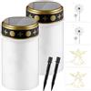 Ruioomeep Set di 2 luci a LED a energia solare, con picchetto, resistente alle intemperie, per esterni, senza fiamma, candele da cimitero, candele con batteria, timer, lanterna tomba solare, luci elettriche