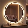 Specchio Rotondo Retroilluminato A Led CristALED Serie ALPHA, Diametro 80 Cm. Luce Fredda 6500K, Classe Energetica A+, Argento.