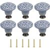 yufana 6 Pezzi Pomelli di Porta Ceramici, Maniglie per Mobili per Armadio Guardaroba Cucina, per Cassettiere, Maniglie per Mobili da Cucina, Maniglie per Armadi(Grigio)