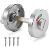 gvivej Set di Rosette in Acciaio Inox, 1 Pomello Girevole per Serratura WC Rotonda, Chiavistello Girevole per Serratura Porta, Rosetta WC con Indicatore di Occupazione, Porte WC con Rosso e Verde