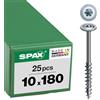 SPAX T-TAR plus 251011001805 - Viti per costruzioni in legno, 10,0 x 180 mm, testa piatta, filettatura parziale, 4CUT, WIROX A3J, 251011001805