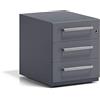 Bisley Note - Cassettiera a rotelle con Manico, 3 cassetti universali, in Metallo, 634 Grigio Antracite, 56,5 x 42 x 49,5 cm