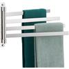 KOKOSIRI Portasciugamani girevoli Swing Out Portasciugamani a 4 bracci per bagno cucina WC a parete in acciaio inox cromato B5007CH-A4
