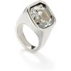 UNO DE 50 Anello in argento sterling, cristallo bianco e design geometrico, gioielli spagnoli fatti a mano
