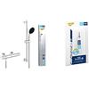 GROHE Precision Start & QuickGlue S - Set doccia termostatico esterno (doccia tonda 11 cm 1 getto, flessibile 1,75 m, asta doccia 60 cm, funzioni di sicurezza, risparmio idrico), cromo, 34597001