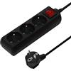 PremiumCord Multipresa 230V, 3 Prese, Prolunga 230 V, Prese Francesi Ruotate di 45°, Presa Multipla di Alta qualità con Sicurezza Bambini, Interruttore, 2m