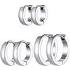 Richsteel Orecchini Uomo Donna 3Pz Set Orecchini Acciaio Inossidabile Orecchini Cerchio Argento Diametro 7/9/12/14/16mm Impermeabile Ipoallergenico Regalo Compleanno