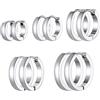 Richsteel Orecchini Uomo Donna 5Pz Set Orecchini Acciaio Inossidabile Orecchini Cerchio Argento Diametro 7/9/12/14/16mm Impermeabile Ipoallergenico Regalo Compleanno