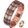 Jeracol 3 braccialetti magnetici da uomo in rame al 99,99%, con magneti ultra resistenti, dimensioni regolabili e confezione regalo per gioielli