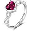 Qings Anello a Cuore Rubino Regolabile con Pietra di Nascita Argento Sterling 925 Luglio Anello Simbolo dell'infinito Promessa con Zirconi Regali Gioielli di Natale Compleanno per Donne e Ragazze