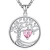 Eusense Ciondolo Cristallo Cuore Collana Albero Della Vita e Quarzo Rosa Collana Pietra Natale Gioiello per Donna, Regalo per la Moglie, la Figlia e la Mamma