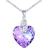 MICSAVI Fiore di Rosa Collana Donna con Cuore Cristalli e Zircone Argento 925 Collana Ciondolo Pietra Cuore, Gioielli da Donna Catena 45cm Regalo per Moglie, Mamma, Fidanzata, Amica