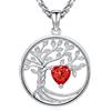 Eusense Collana Albero della Vita con Cuore e Rubino Ciondolo Albero Della Vita Gioiello per Donna, Regalo per la Moglie, la Figlia e la Mamma