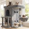 Heybly Albero Tiragraffi, Torre da 65 cm per Gatti Grandi con Piattaforma Spaziosa, Cabine a Due Livelli, Pali Graffiatori in Sisale, Cestino Confortevole e Pompom, Grigio Chiaro HCT204SW